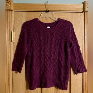 J. Crew Sweater Size XS Cable Knit Sweater Purple Wool Alpaca Blend